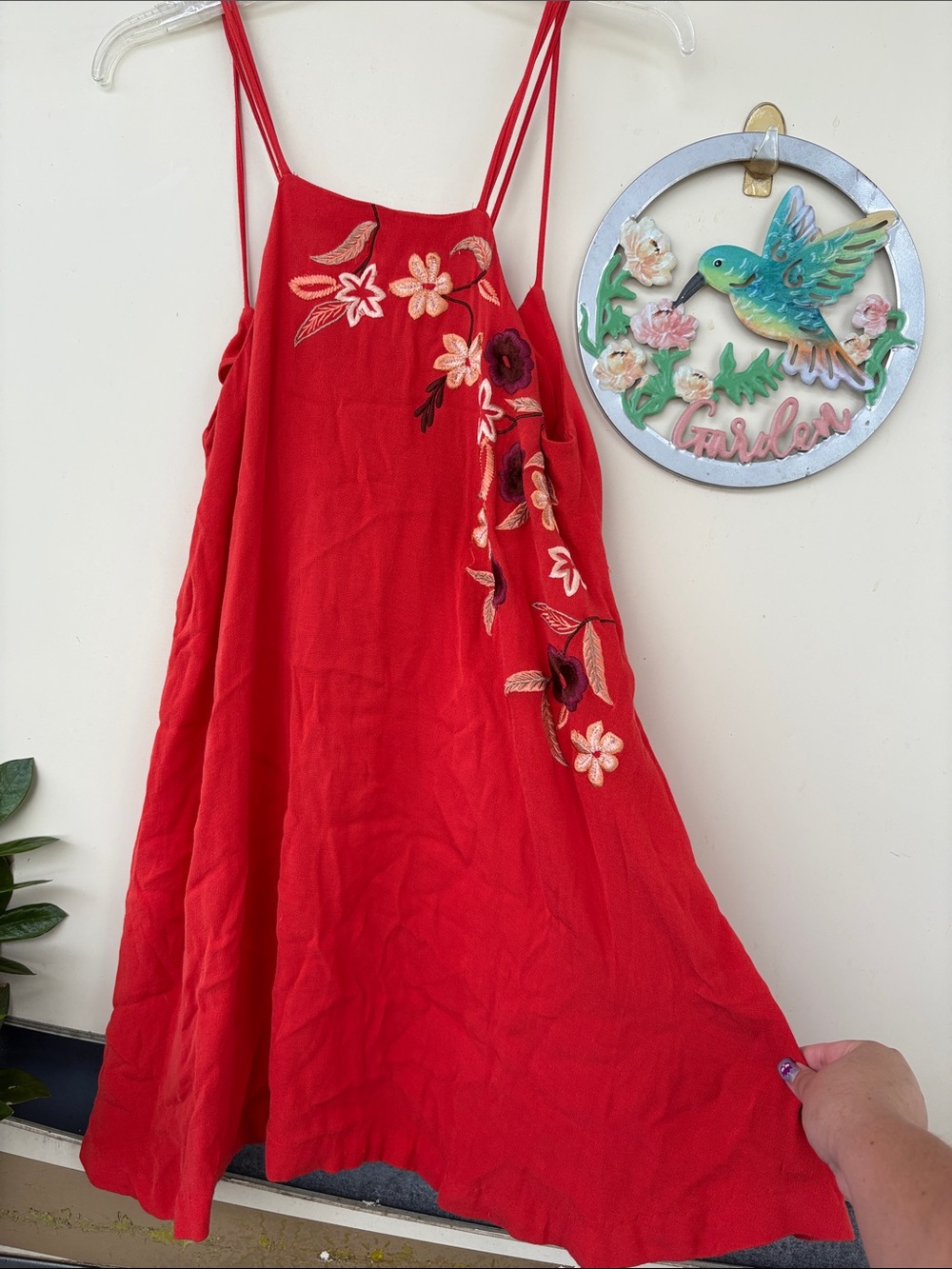 Free People Red Embroidered Mini Dress